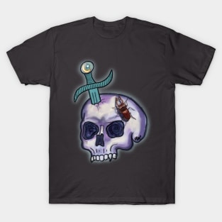 Stag Beetle on a Stabbed Skull T-Shirt